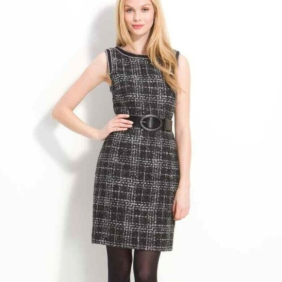 Trina Turk Black Wool‎ Blend Pencil Dress Window - Picture 1 of 16